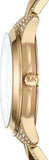 Michael Kors Runway Mercer Crystals Silver Dial Gold Steel Strap Watch For Women - MK6715