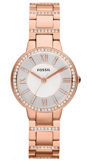 Fossil Virginia White Dial Rose Gold Steel Strap Watch for Women - ES3284