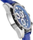 Versace V-Ray Chronograph Quartz Blue Dial Blue Leather Strap Watch for Men - VE2I00721