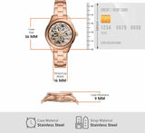 Fossil Rye Automatic Skeleton Rose Gold Dial Rose Gold Steel Strap Watch for Women - BQ3754