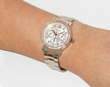 Guess Enchanting Diamonds Silver Dial Two Tone Steel Strap Watch for Women - W0305L3