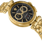 Versace Aion Chronograph Black Dial Gold Steel Strap Watch For Men - VE1D01721