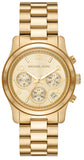 Michael Kors Runway Chronograph Gold Dial Gold Steel Strap Watch For Women - MK7323