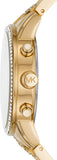 Michael Kors Ritz Chronograph Gold Dial Gold Steel Strap Watch For Women - MK6937