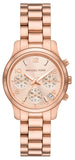 Michael Kors Runway Chronograph Rose Gold Dial Rose Gold Steel Strap Watch For Women - MK7327