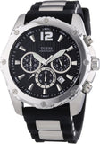 Guess Intrepid Chronograph Black Dial Two Tone Steel Strap Watch for Men - W0167G1