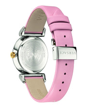 Versace V-Motif Silver Dial Pink Leather Strap Watch for Women - VERE00118