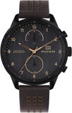 Tommy Hilfiger Chase Quartz Black Dial Brown Leather Strap Watch for Men - 1791577