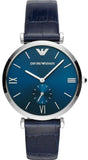 Emporio Armani Gianni T Bar Quartz Blue Dial Blue Leather Strap Watch For Men - AR11300