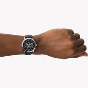 Fossil Neutra Minimalist Moonphase Black Dial Black Leather Strap Watch for Men - FS5904
