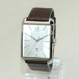 Calvin Klein Window Silver Dial Brown Leather Strap Watch for Men - K2M21126