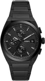 Fossil Everett Chronograph Black Dial Black Steel Strap Watch for Men - FS5797