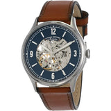 Fossil Forrester Luggage Automatic Skeleton Blue Dial Brown Leather Strap Watch for Men - ME3179