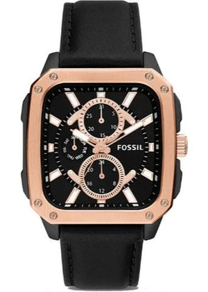 Fossil Multifunction Black Dial Black Leather Strap Watch for Men - BQ2654