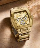 Guess Phoenix Multi Function Gold Dial Gold Steel Strap Watch for Men - GW0456G2