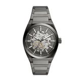 Fossil Everett Automatic Skeleton Grey Dial Grey Steel Strap Watch for Men - ME3206