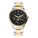 Fossil Neutra Moonphase Multifunction Black Dial Two Tone Steel Strap Watch for Men - FS5906