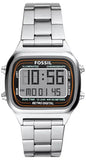 Fossil Retro Digital Silver Dial Silver Steel Strap Watch for Men - FS5844