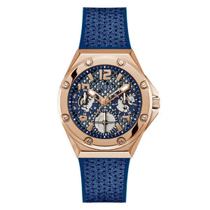 Guess Asteria Multifunction Blue Dial Blue Rubber Strap Watch For Women - GW0620L3