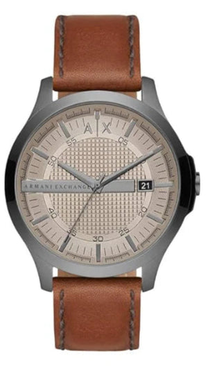 Armani Exchange Hampton Chronograph Grey Dial Brown Leather Strap Watch For Men - AX2414