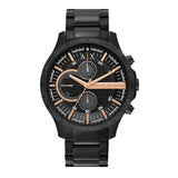 Armani Exchange Chronograph Black Dial Black Steel Strap Watch For Men - AX2429