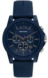 Armani Exchange Outerbanks Chronograph Blue Dial Blue Silicone Strap Watch For Men - AX7128