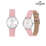 Coach Perry Silver Dial Pink Leather Strap Watch for Women - 14503516