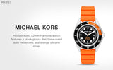 Michael Kors Maritime Three-Hand Analog Black Dial Orange Silicone Strap Watch for Men - MK9157