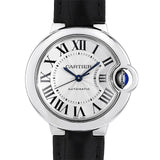 Cartier Ballon Bleu De Cartier Silver Dial Black Leather Strap Watch for Women - WSBB0030