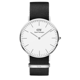 Daniel Wellington Classic Cornwall White Dial Black Nylon Strap Watch For Men - DW00100260