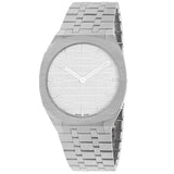 Gucci 25H Quartz Silver Dial Silver Steel Strap Unisex Watch - YA163407