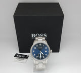 Hugo Boss Legacy Blue Dial Silver Steel Strap Watch for Men - 1513707