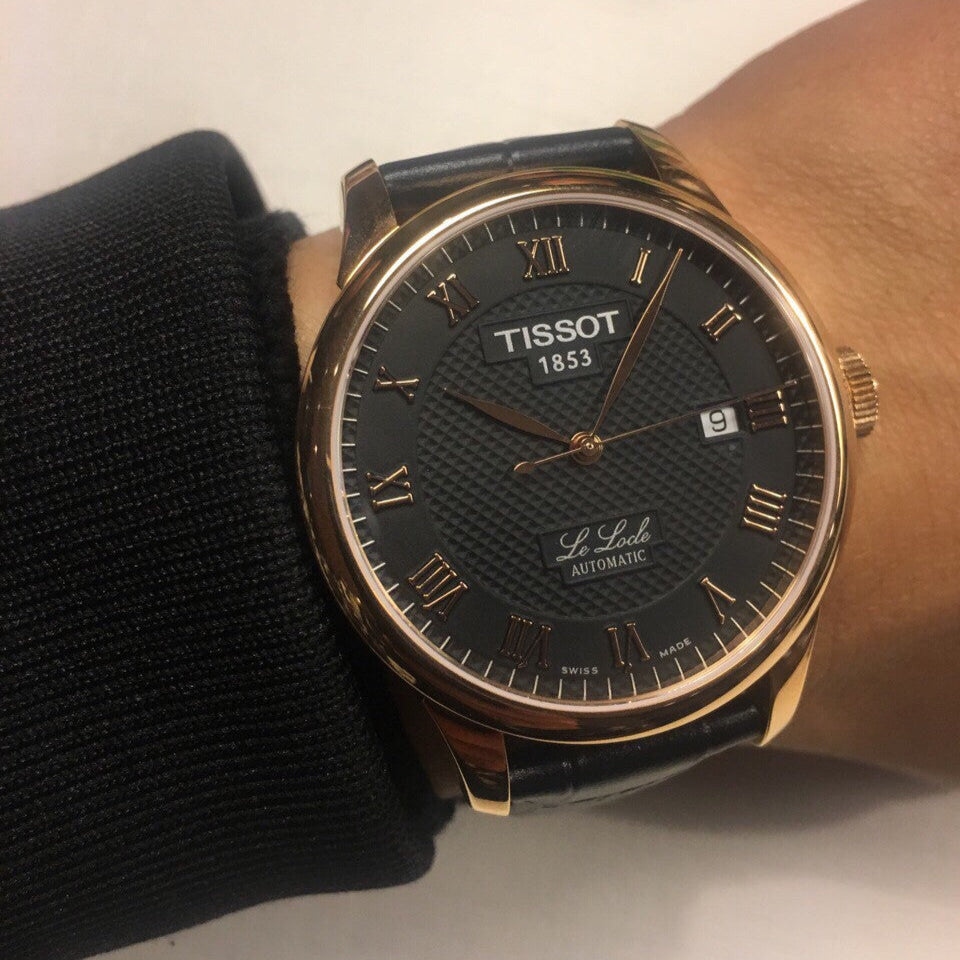 Tissot T Classic Le Locle Automatic Black Dial Black Leather Strap