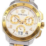 Versace Dylos Chronograph Silver Dial Two Tone Steel Strap Watch for Men - VQC030015