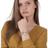 Armani Exchange Lola Analog Gold Dial Gold Mesh Strap Watch For Women - AX5536