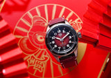 Tag Heuer Autavia Calibre 5 Chinese New Year Maroon panggil Maroon Leather Strap Watch untuk Pria - WBE5193.FC8300