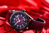 Tag Heuer Autavia Calibre 5 Chinese New Year Maroon panggil Maroon Leather Strap Watch untuk Pria - WBE5193.FC8300