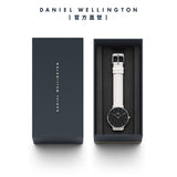 Daniel Wellington Classic Petite Bondi Black Dial White Leather Strap Watch For Women - DW00100284