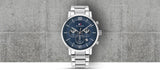 Tommy Hilfiger Evan Chronograph Blue Dial Silver Steel Strap Watch For Men - 1710409