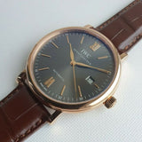 IWC Portofino Automatic Grey Dial Brown Leather Strap Watch for Men - IW356511