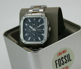 Fossil Inscription Multifunction Black Dial Silver Steel Strap Watch for Men - BQ2655