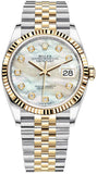 Rolex Datejust Oyster 36 Diamonds Silver Dial Two Tone Oystersteel Yellow Gold Strap Watch for Women - M126233-0023