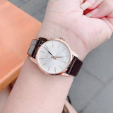 Calvin Klein City White Mother of Pearl Dial Brown Leather Strap Watch for Women - K2G23620