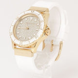 Michael Kors Everest Analog Gold Dial White Silicone Strap Watch For Women - MK7357