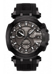 Tissot T Race Chronograph Anthracite Black Dial Black Silicone Strap Watch For Men - T115.417.37.061.03