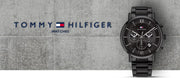 Tommy Hilfiger Evan Chronograph Quartz Black Dial Black Steel Strap Watch For Men - 1710410