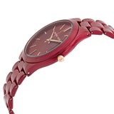 Michael Kors Slim Runway Red Dial Red Steel Strap Watch For Women - MK3895