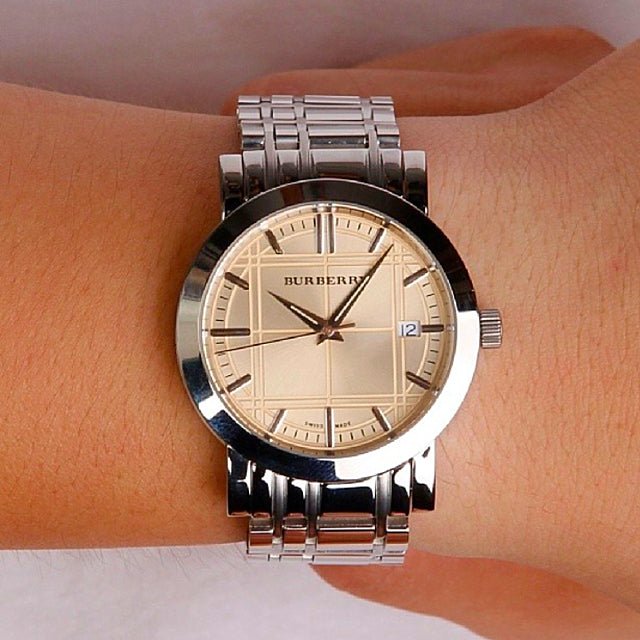 Burberry Heritage Collection Rose Gold Dial Silver Steel Strap Watch f