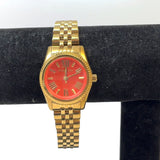 Michael Kors Lexington Quartz Orange Dial Gold Steel Strap Watch For Women - MK3284