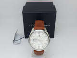 Tommy Hilfiger Deacon White Dial Brown Leather Strap Watch for Men - 1791550